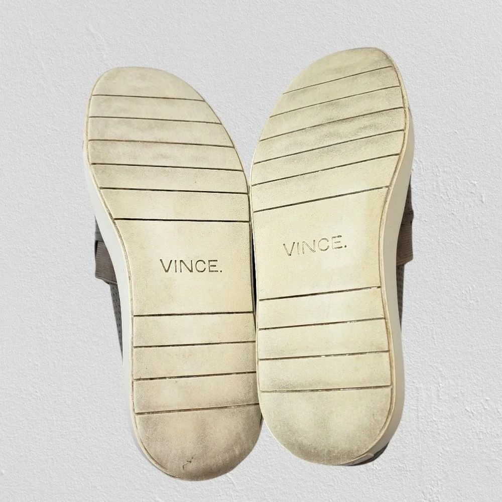 Vince Blair‎ Taupe Brown Perforated Leather Slip On Sneakers Womens Size 10
